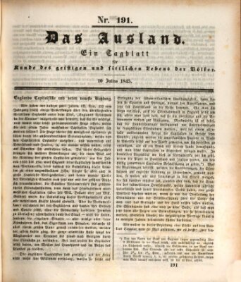 Das Ausland Donnerstag 10. Juli 1845