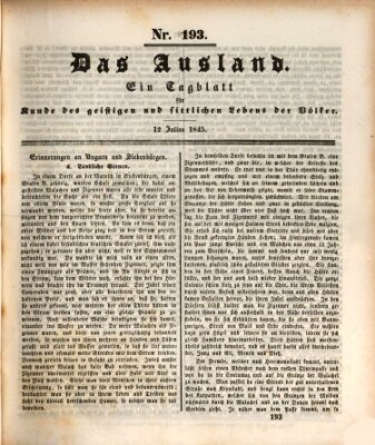 Das Ausland Samstag 12. Juli 1845