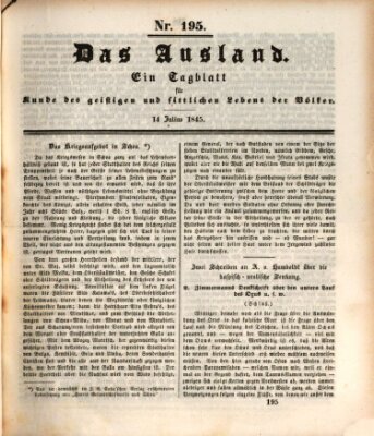 Das Ausland Montag 14. Juli 1845