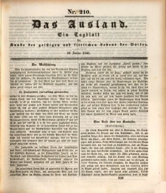 Das Ausland Dienstag 29. Juli 1845