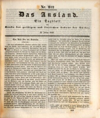 Das Ausland Donnerstag 31. Juli 1845