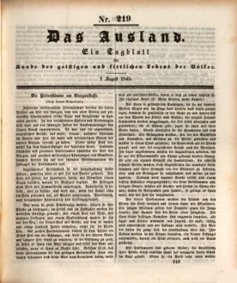 Das Ausland Donnerstag 7. August 1845