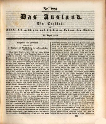 Das Ausland Montag 11. August 1845