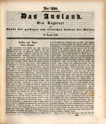 Das Ausland Montag 18. August 1845