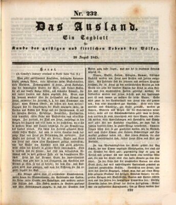 Das Ausland Mittwoch 20. August 1845