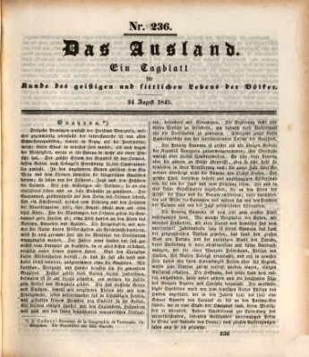 Das Ausland Sonntag 24. August 1845