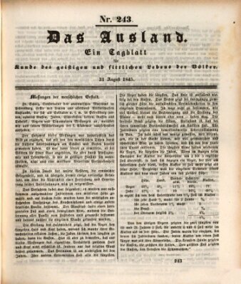 Das Ausland Sonntag 31. August 1845