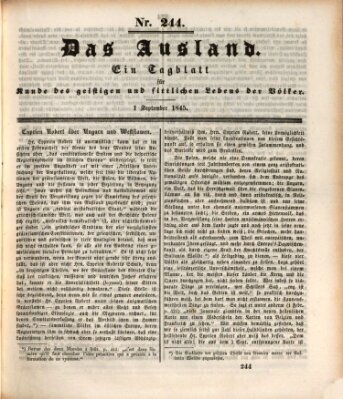 Das Ausland Montag 1. September 1845