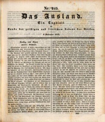 Das Ausland Dienstag 2. September 1845