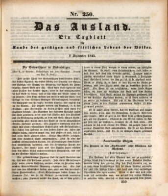 Das Ausland Sonntag 7. September 1845