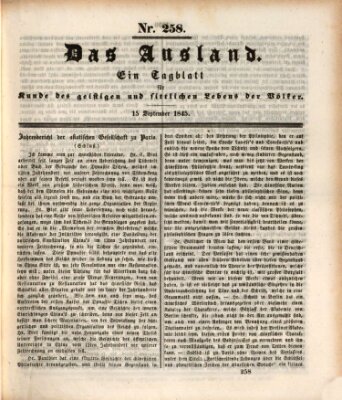 Das Ausland Montag 15. September 1845