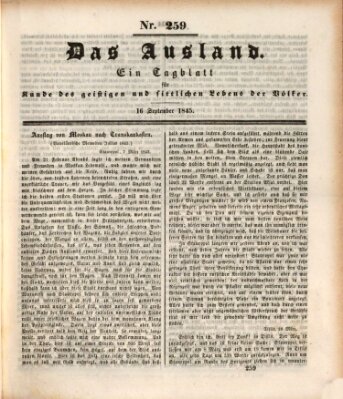 Das Ausland Dienstag 16. September 1845