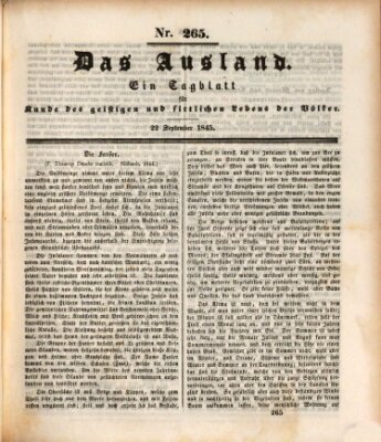 Das Ausland Montag 22. September 1845