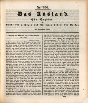 Das Ausland Dienstag 23. September 1845