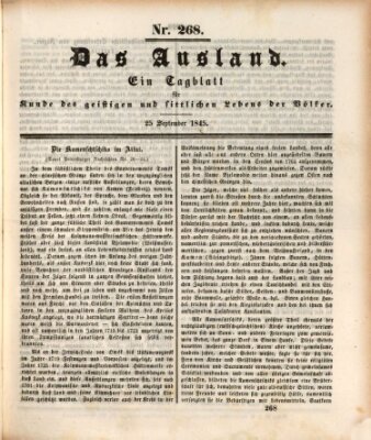 Das Ausland Donnerstag 25. September 1845