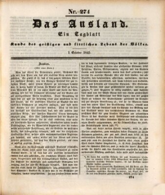 Das Ausland Mittwoch 1. Oktober 1845