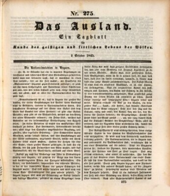 Das Ausland Donnerstag 2. Oktober 1845