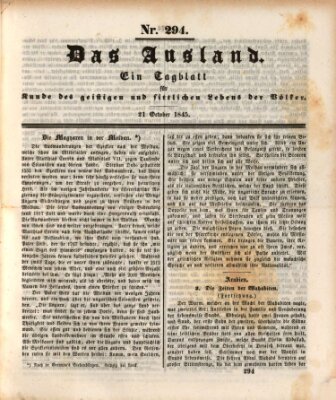 Das Ausland Dienstag 21. Oktober 1845