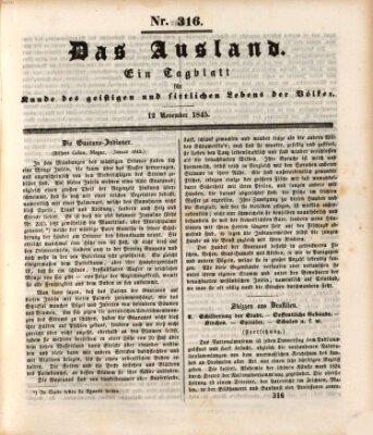 Das Ausland Mittwoch 12. November 1845