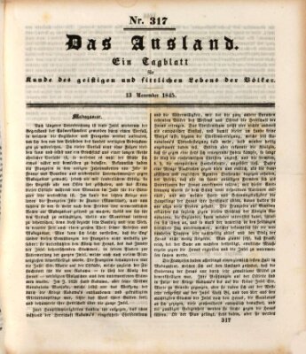 Das Ausland Donnerstag 13. November 1845