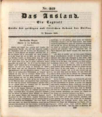 Das Ausland Samstag 15. November 1845