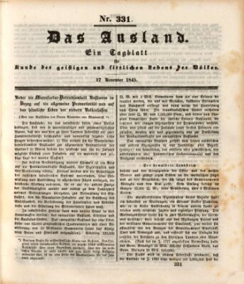 Das Ausland Donnerstag 27. November 1845