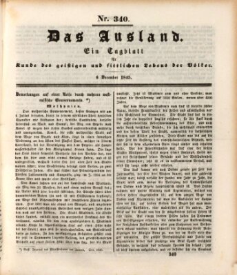 Das Ausland Samstag 6. Dezember 1845