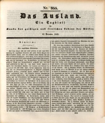 Das Ausland Sonntag 21. Dezember 1845