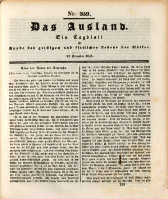 Das Ausland Donnerstag 25. Dezember 1845