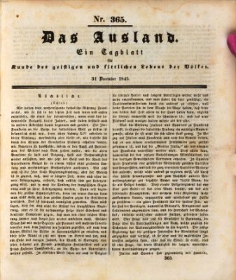 Das Ausland Mittwoch 31. Dezember 1845