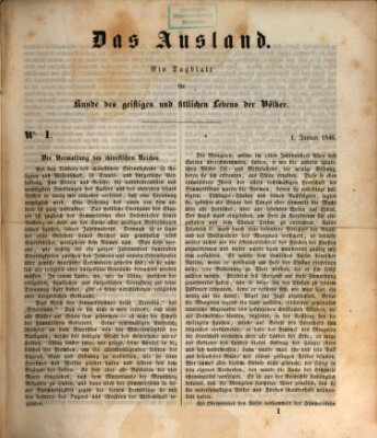 Das Ausland Donnerstag 1. Januar 1846