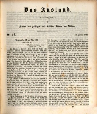 Das Ausland Montag 12. Januar 1846