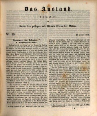 Das Ausland Dienstag 13. Januar 1846