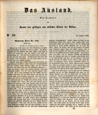 Das Ausland Freitag 16. Januar 1846