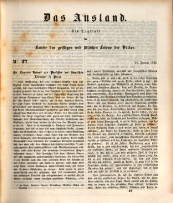 Das Ausland Dienstag 27. Januar 1846