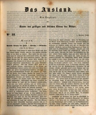 Das Ausland Sonntag 1. Februar 1846