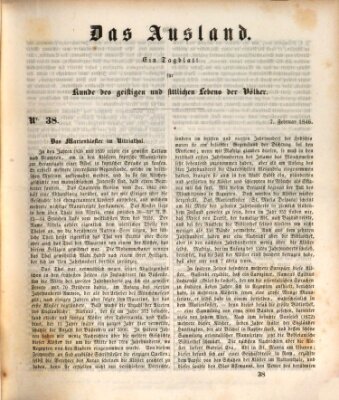 Das Ausland Samstag 7. Februar 1846