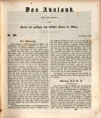 Das Ausland Montag 9. Februar 1846