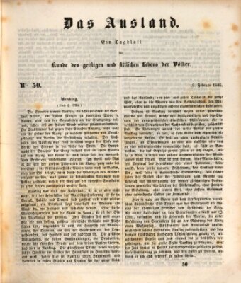 Das Ausland Donnerstag 19. Februar 1846