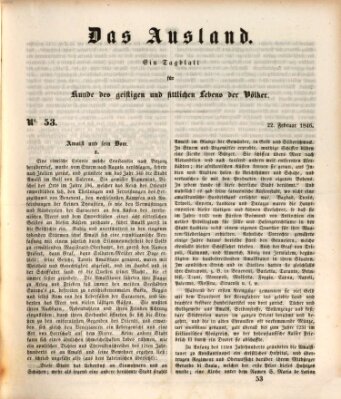 Das Ausland Sonntag 22. Februar 1846