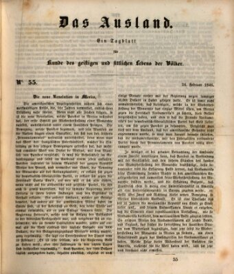 Das Ausland Dienstag 24. Februar 1846