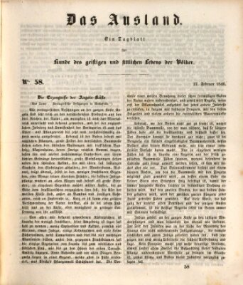 Das Ausland Freitag 27. Februar 1846