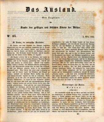 Das Ausland Freitag 6. März 1846