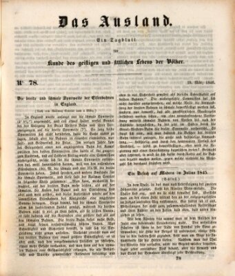 Das Ausland Donnerstag 19. März 1846