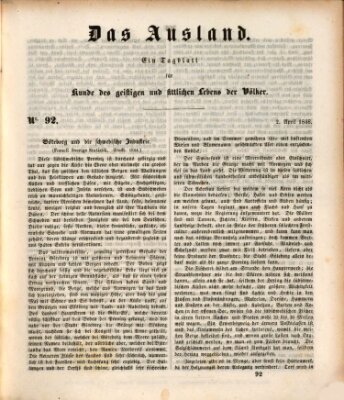 Das Ausland Donnerstag 2. April 1846