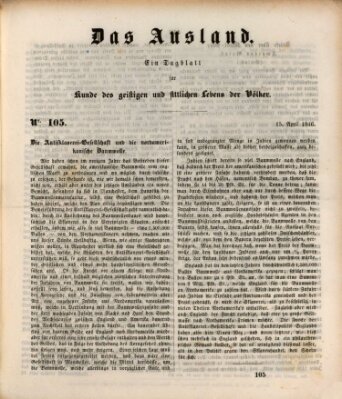 Das Ausland Mittwoch 15. April 1846