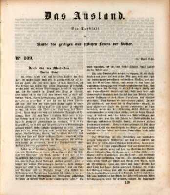 Das Ausland Sonntag 19. April 1846