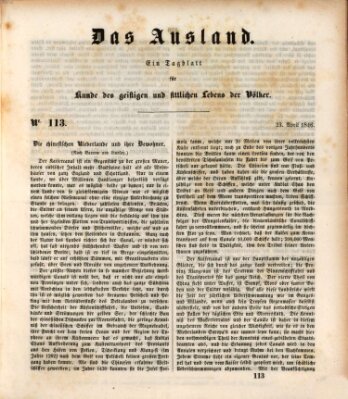 Das Ausland Donnerstag 23. April 1846