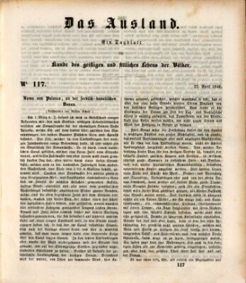 Das Ausland Montag 27. April 1846