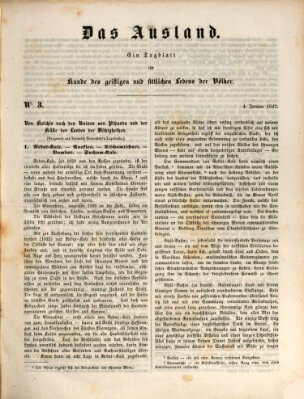 Das Ausland Montag 4. Januar 1847